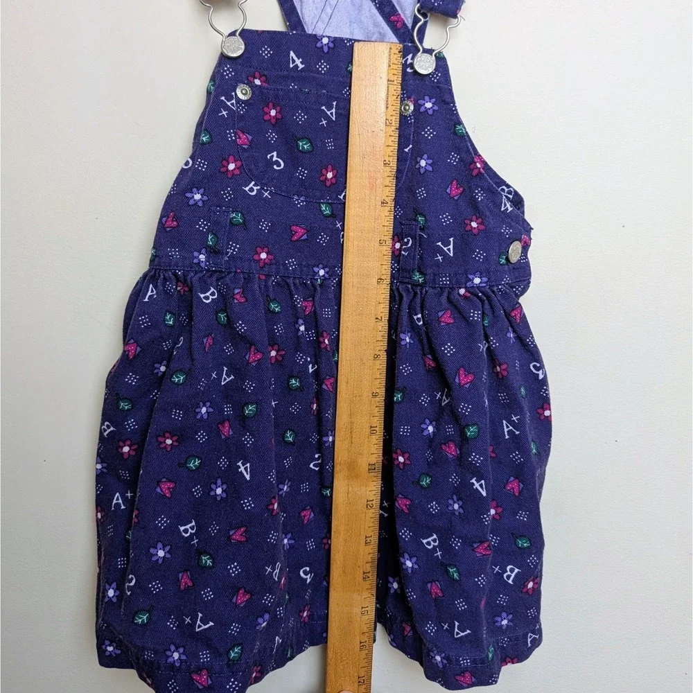 Vintage 90s Oshkosh Bgosh Purple ABC 123 Floral Jumper Overall‎ Dress Size 4T